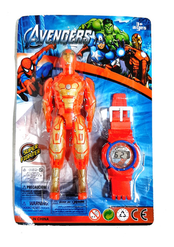 Reloj Con Muñeco Totalmente Articulado Spiderman Hulk 