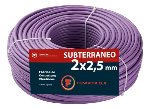 Cable Subterráneo 100% Cobre Fonseca 2x2,5 Mm Normalizado Violeta