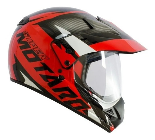 Capacete Ebf Super Motard Iron Preto Vermelho Cross Trilha