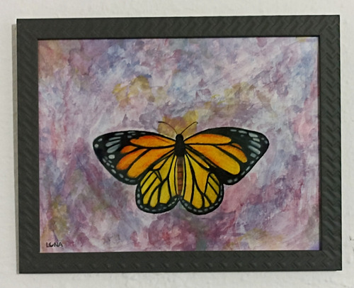 Cuadro Pintado A Mano Mariposa 30x20 Cm