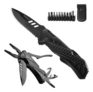 Cuchillo De Bolsillo Multiherramienta Con Alicates, Negro