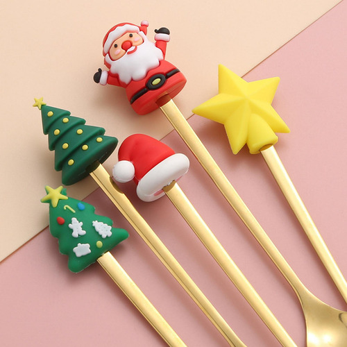 Juego De Tenedores De Cucharas De Navidad, Plata 6 Piezas