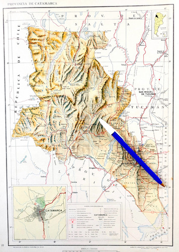Mapa 1954 Provincia De Catamarca Plano Carta Color Peronismo (Usado)