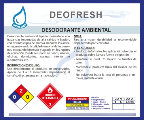 Desodorante Ambiental Serlimp Aroma Vainilla Chocolate 5 Lts