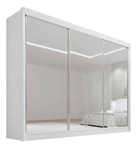 Guarda Roupa Casal Mdf Espelhado 3 Portas 6 Gavetas Qatar Wt