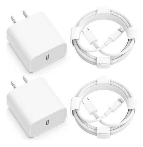  2pcs Cargador 20w Carga Rápida Para iPhone 11 12 14 Tipo C