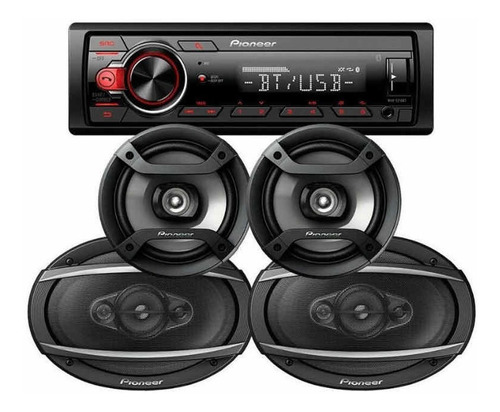 Combo Pioneer Radio Mvh215bt + Parlantes 6 + Parlantes 6x9