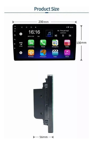Estéreo Para Auto 2din Wifi Android 9 Pulgadas Con Carplay 2+32g