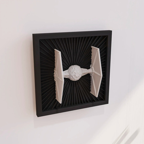 Cuadro 3d Star Wars - Tie Fighter Blanco Negro