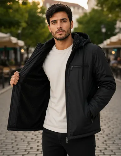Jaqueta Masculina Forrada Impermeável Frio Capuz Removível - foto 1