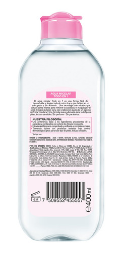 Agua Micelar Garnier Skin Active Todo En 1 X 400ml
