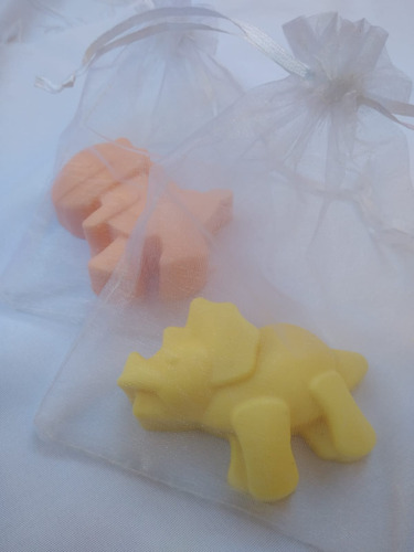 Jabones Con Forma De Dinosaurios X 10 + Bolsita De Organza