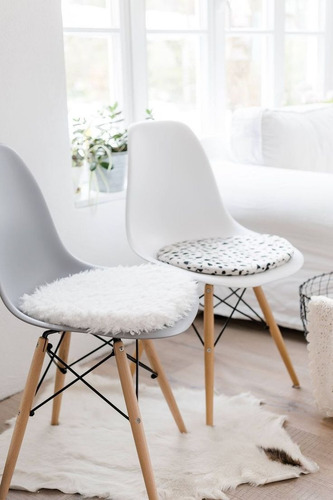 Packx6 Almohadones Redondos Para Silla Eames O Tolix Beige Piel
