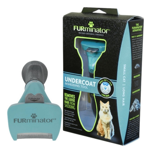 Cepillo Para Gatos Furminator Pelo Largo Talla Pequeña Color Turquesa