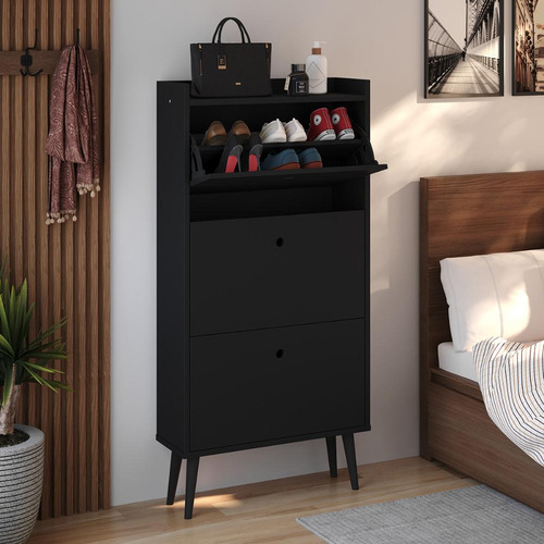 Sapateira Versátil Closet Organizadora Calçados 18 Pares Cor Preto