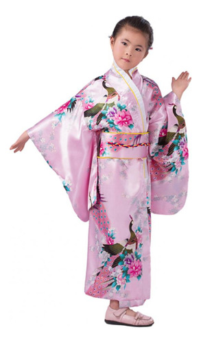 Pijama Tipo Kimono Para Niñas Con Estampado Floral De Pavo Real Vibrant S