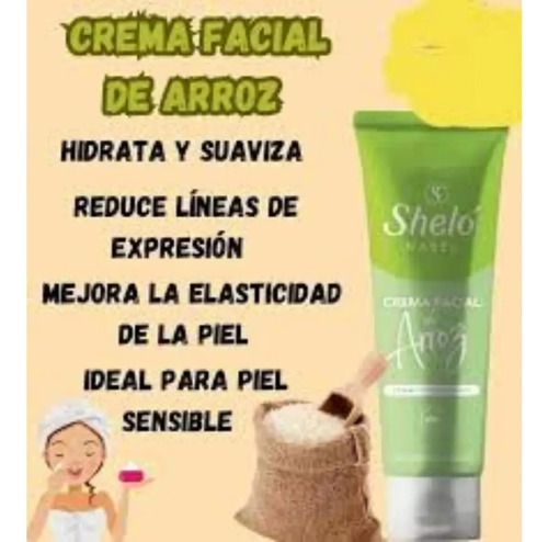 Crema Facial Arroz Con Ácido Hialurónico Piel Sensible Shelo Todo Tipo De Piel Día/noche