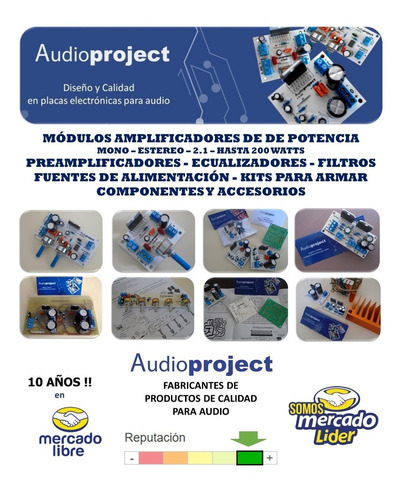 Imagen 5 de 5 de Modulo Amplificador 2.1 6+6+20 W Con Volumen - Audioproject