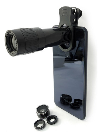 Lente Celular Zoom 12x Telescópica Olho D/peixe Universal