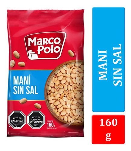 Maní Sin Sal Marco Polo 160g Pack 4