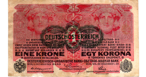 1 Corona Austria 1916 Billete De Coleccion