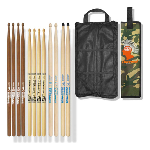 Kit Bag Com02 + Set De Baquetas 6 Pares Liverpool