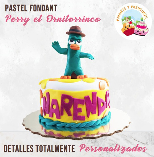 Pastel Perry El Ornitorrinco Fondant Personalizado 20cm