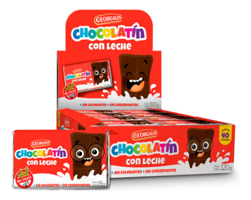 Chocolate Georgalos Chocolatín Leche - Caja X 40un