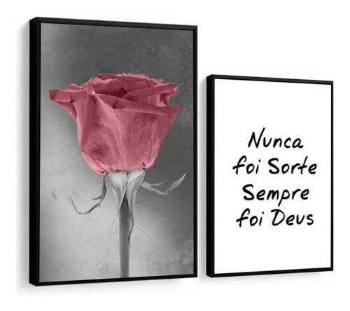 Quadro Mosaico Flor Rosa Nunca Foi Sorte Com Moldura P/ Casa
