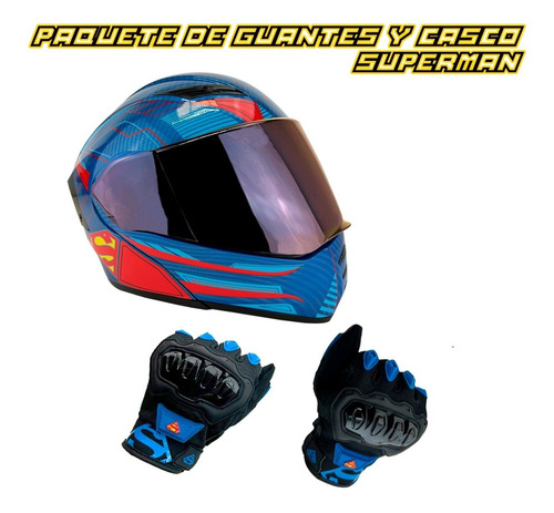 Paquete De Cascos Y Guantes Dc Superman Delta Para Motos