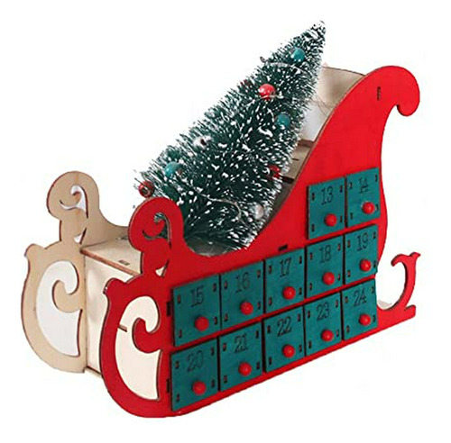 Calendario Adviento Madera Led 24 Cajones Fiesta Navidad
