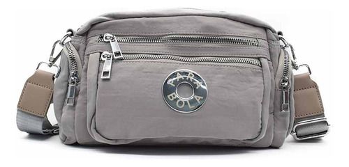 Bandolera Mujer Urbana Nylon Multifunción Correa Ajustable Gris Lisa Níquel Gris