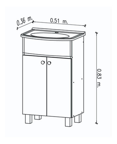 Imagen 2 de 7 de Vanitory Organizador Amube Trento Bacha 3 Agujero 50 Cm Blan