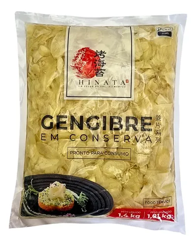 Gengibre Tradicional Fatiado Em Conserva 1kg - Hinata