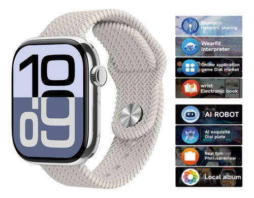 Hk10 Promax + Plus Amoled Smart Watch Robot Ai 2gb Series 10 Plateado Gris