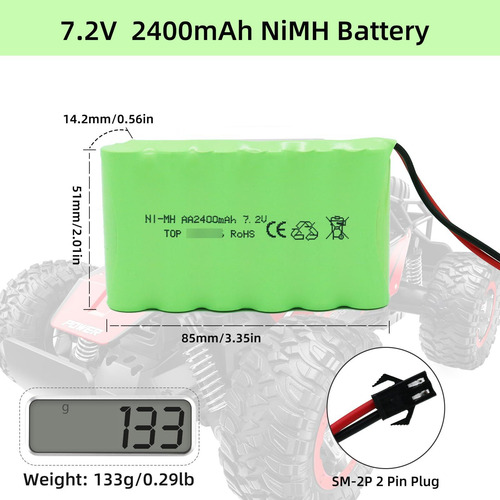 Batería Recargable Nimh 7,2 V Para Coche Rc Y Vehículos