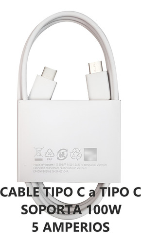Cargador Para Samsung 25w A14 A24 A34 A52 A54 A70 + Cable Color Blanco