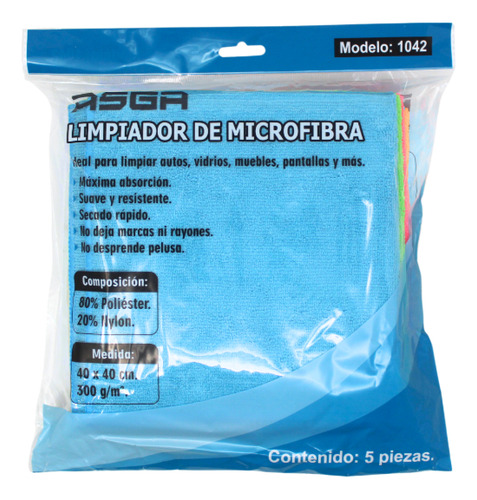 Trapos De Microfibra Suave Multiusos 5 Pz 40x40cm