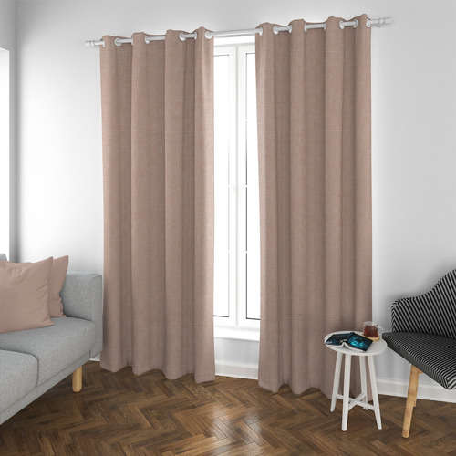 Set De Cortinas Blackout 2 Paños De 140 X 220 Cm Crema