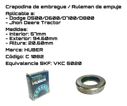 Crapodina De Embrague Tractor John Deere 57x94.60x20.60