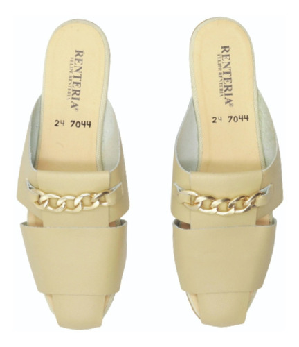 Imagen 2 de 9 de Zapatos Flat Dama Piel Felipe Rentería Mule Punta Cuadrada
