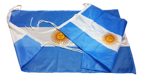 Bandera Argentina 35 X 60cm Sol Oficial Refuerzo Y Sogas