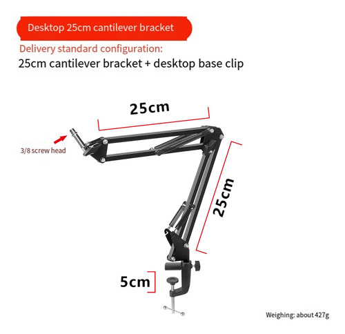 Brazo De Micrófono R325cm Con Soporte De Sobremesa Para Podc
