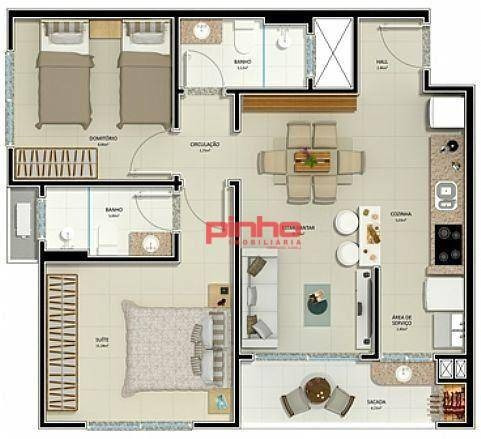 Imagem 13 de 30 de Apartamento Com 2 Dormitórios À Venda, 63 M² Por R$ 309.190,00 - Pagani - Palhoça/sc - Ap0215