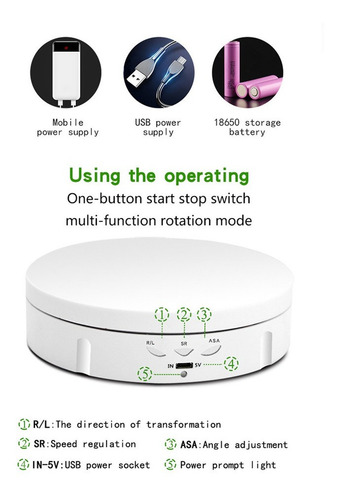 Plataforma Giratoria Eléctrica De 360 Grados Con Carga Usb G