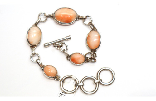 Exquisita Pulsera De Plata 925 Con Corales Naturales Coral