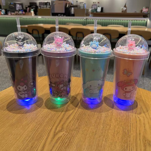 Termo Acrilico Luces Led 450ml Sanrio Vaso Doble Capa