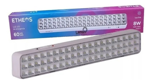 Imagen 2 de 7 de Luz Emergencia Etheos Lem60e 60led 8w Luz Fria Litio