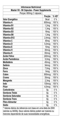 Master Vit 600mg (90 Caps) - Padrão: Único Sem Sabor
