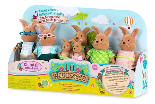 Lil Woodzeez 6492 Set Familia Numerosa 7 Conejos Con Abuelos